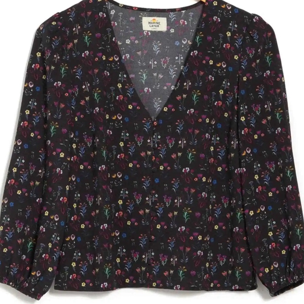 Marine Layer Stacy Patterned Blouse Floral Print Top Size XS